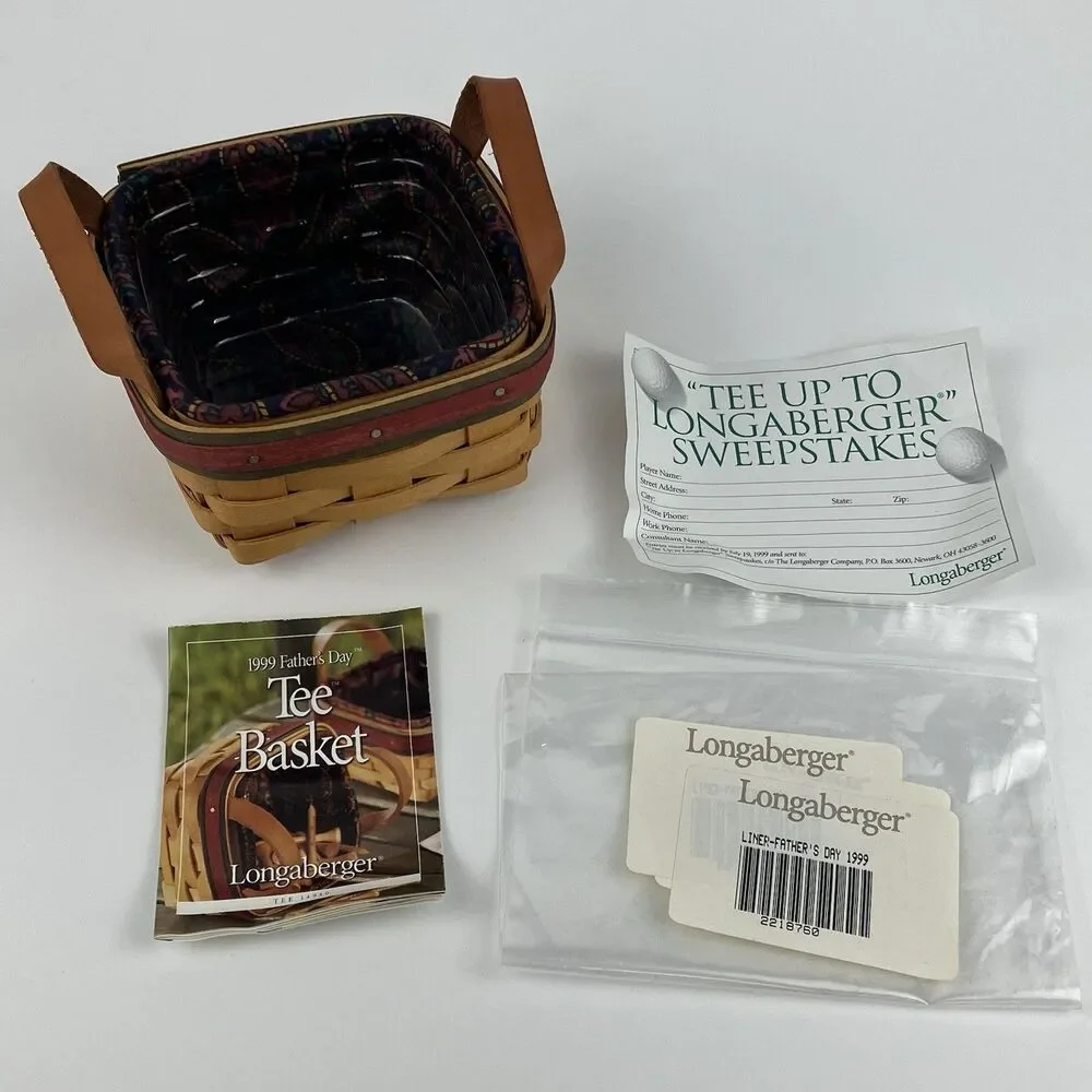 Longaberger Golf Tee Basket 1999 | /w Liner Fathers Day Set Decor VTG (14940)
